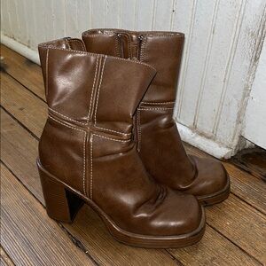 Brown Leather Ankle Boots